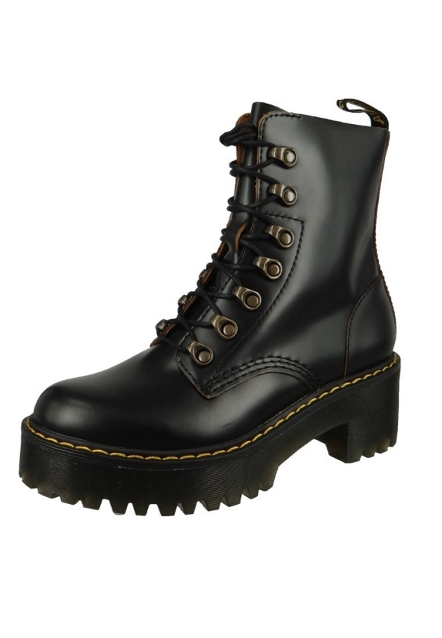 Outlet Preto Dr.martens Portugal Leona Botins Com Atacadores Pretos