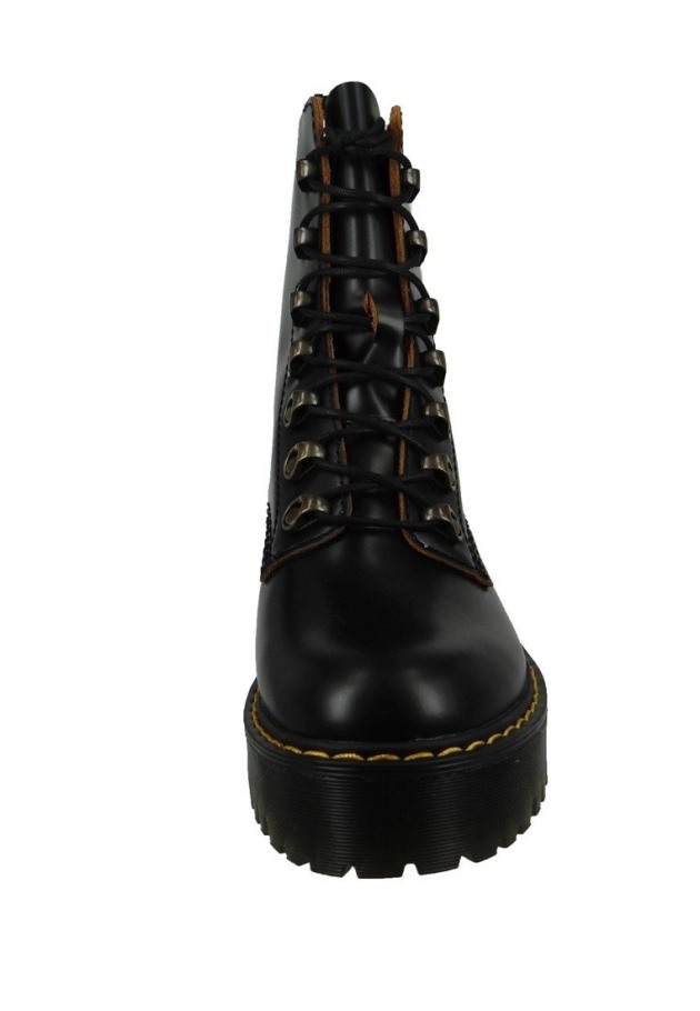 Outlet Preto Dr.martens Portugal Leona Botins Com Atacadores Pretos