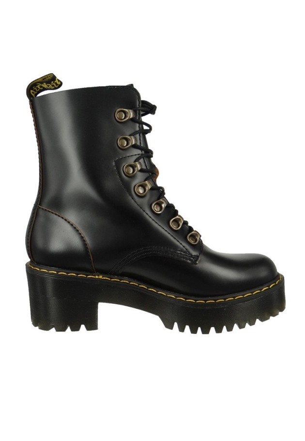Outlet Preto Dr.martens Portugal Leona Botins Com Atacadores Pretos