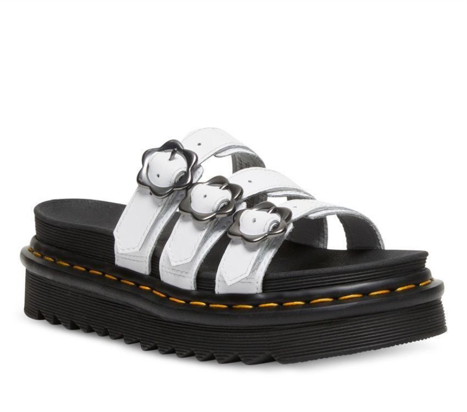 Outlet Blaire Floral Slide Dr.martens Portugal Branco Hidro Branco