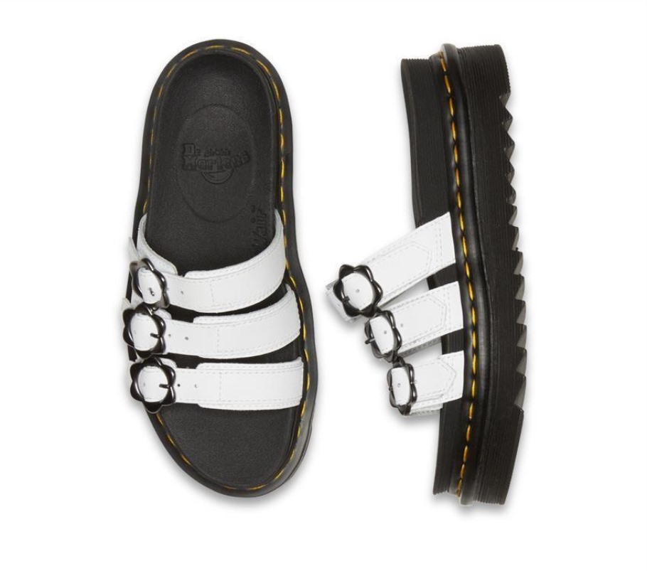 Outlet Blaire Floral Slide Dr.martens Portugal Branco Hidro Branco