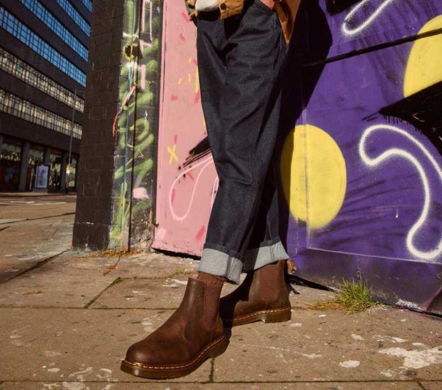 Cavalo Louco Castanho Escuro Dr.martens Portugal 2976 Bota Chelsea Cavalo Louco Castanho Lisboa