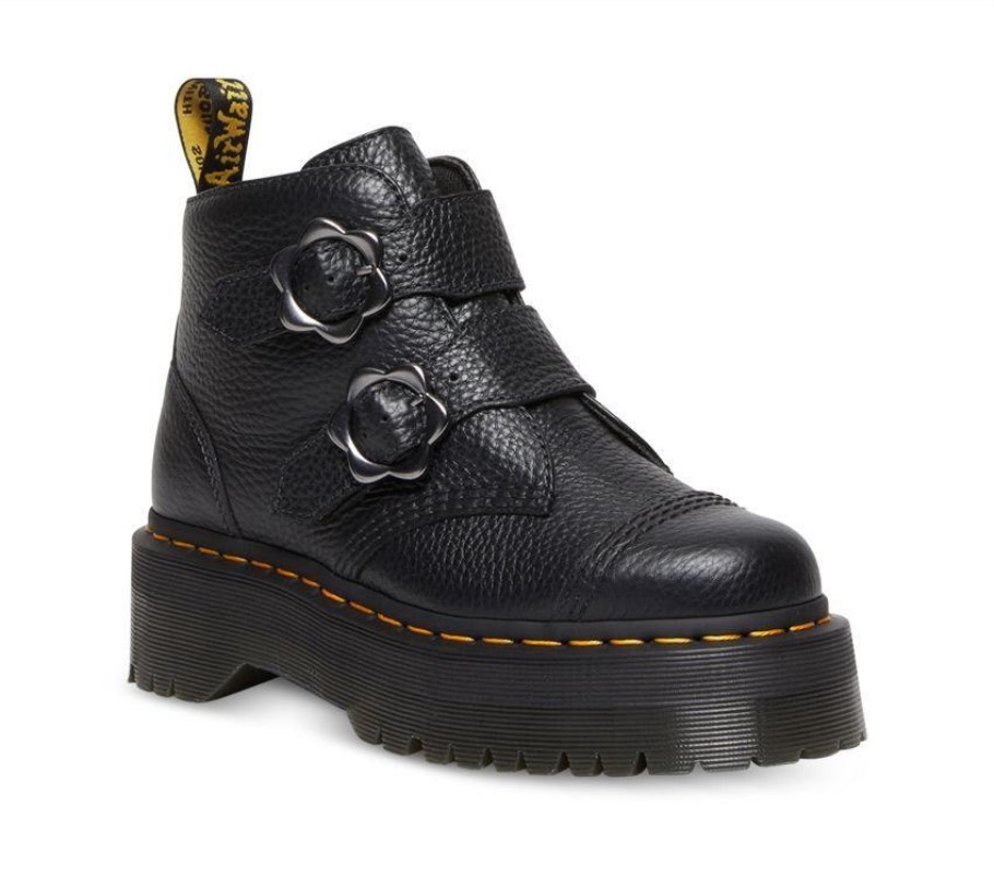 Devon Flower 2 Tiras Dr.martens Portugal Black Milled Nappa Black Outlet