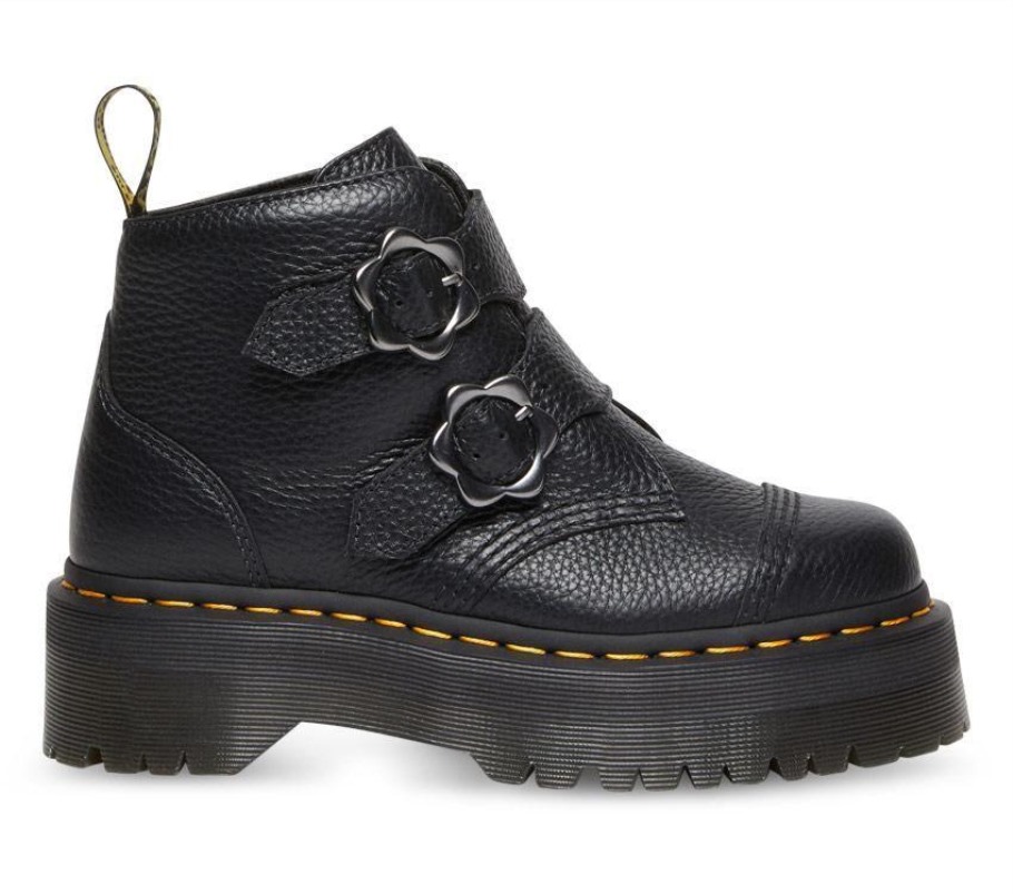 Devon Flower 2 Tiras Dr.martens Portugal Black Milled Nappa Black Outlet