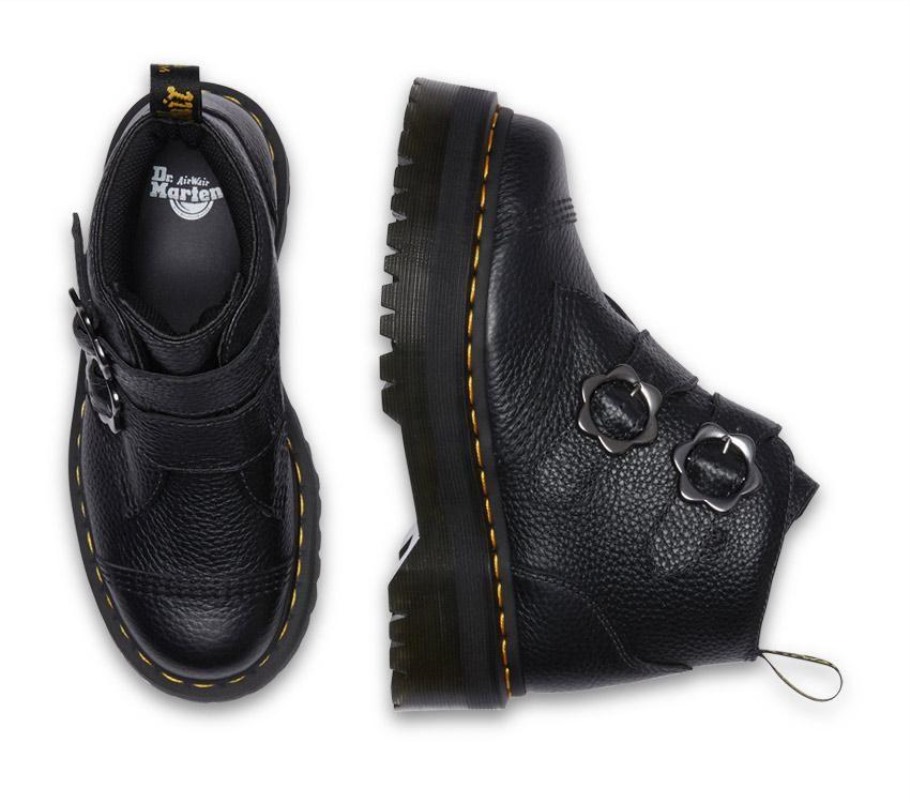 Devon Flower 2 Tiras Dr.martens Portugal Black Milled Nappa Black Outlet