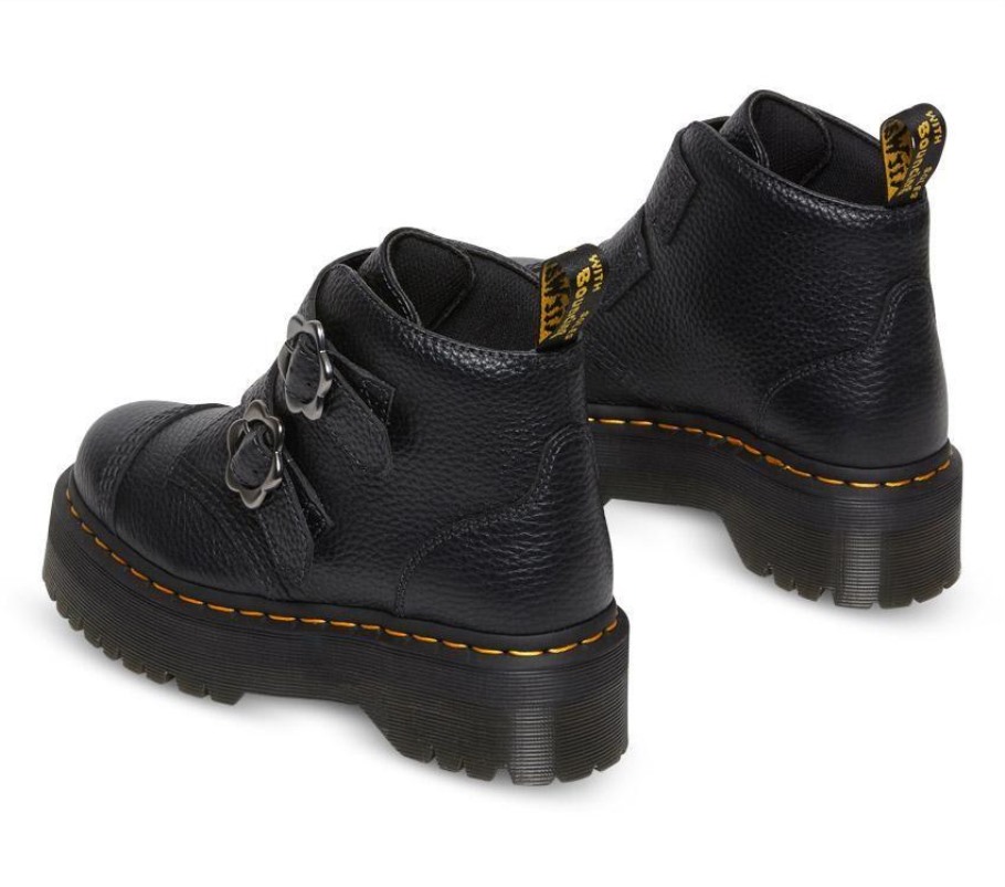 Devon Flower 2 Tiras Dr.martens Portugal Black Milled Nappa Black Outlet