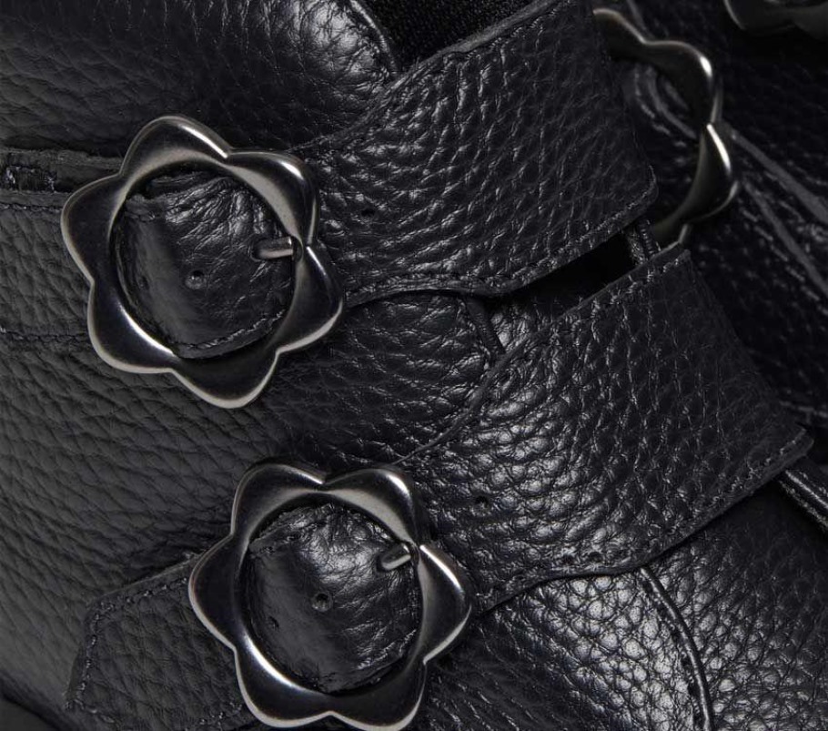 Devon Flower 2 Tiras Dr.martens Portugal Black Milled Nappa Black Outlet