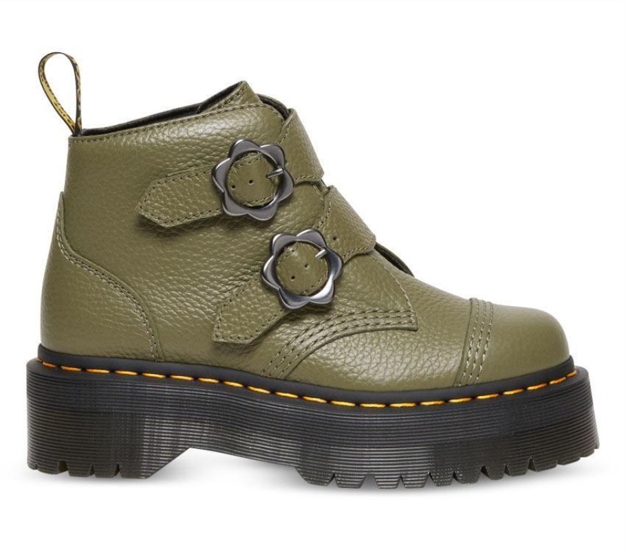 Verde Caqui Napa Moída Dr.martens Portugal Devon Flower 2 Tiras Verde Lisboa