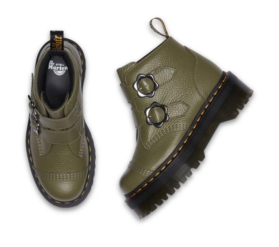 Verde Caqui Napa Moída Dr.martens Portugal Devon Flower 2 Tiras Verde Lisboa