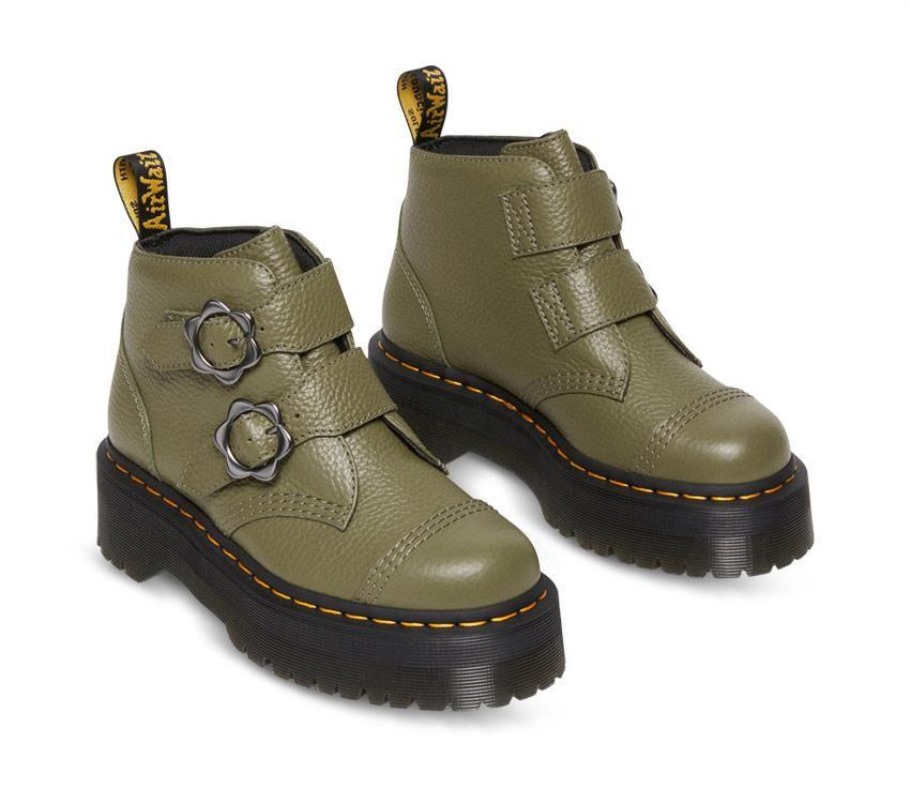 Verde Caqui Napa Moída Dr.martens Portugal Devon Flower 2 Tiras Verde Lisboa