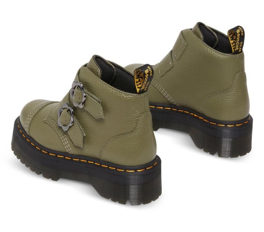 Verde Caqui Napa Moída Dr.martens Portugal Devon Flower 2 Tiras Verde Lisboa