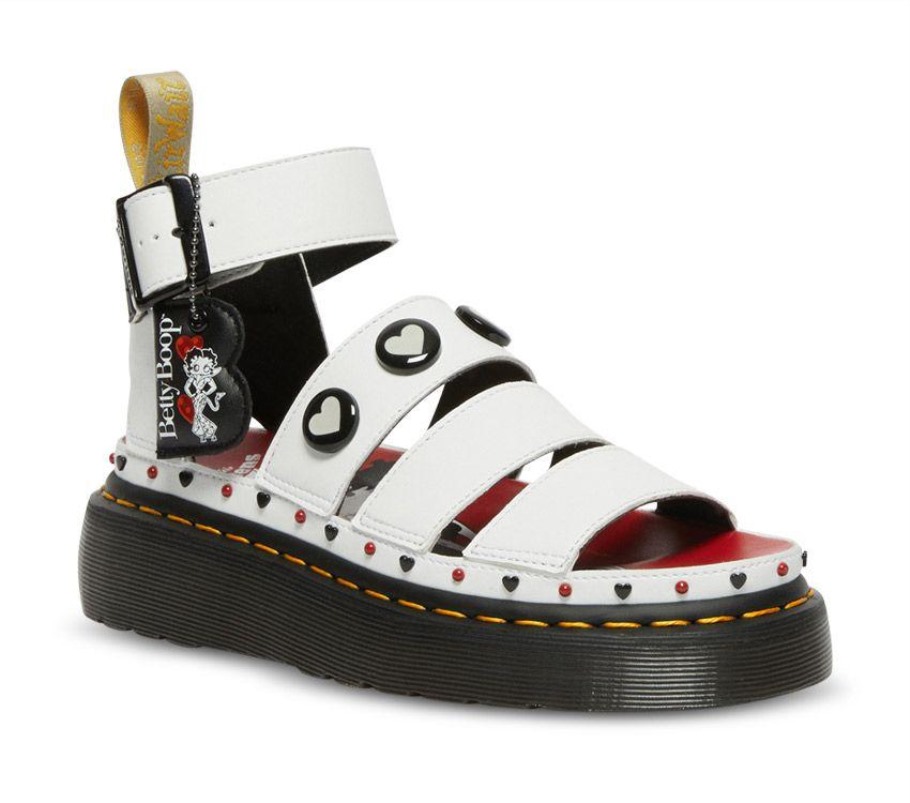 Outlet White Dr.martens Portugal Betty Boop Clarissa Ii Quad Sandal Black