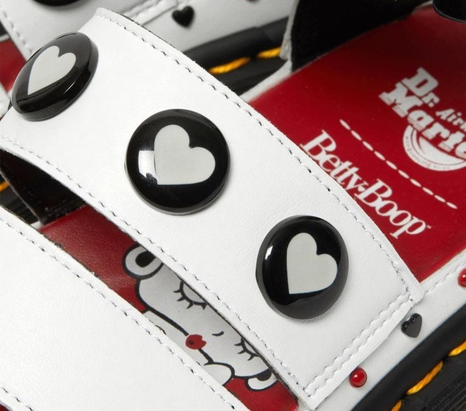 Outlet White Dr.martens Portugal Betty Boop Clarissa Ii Quad Sandal Black