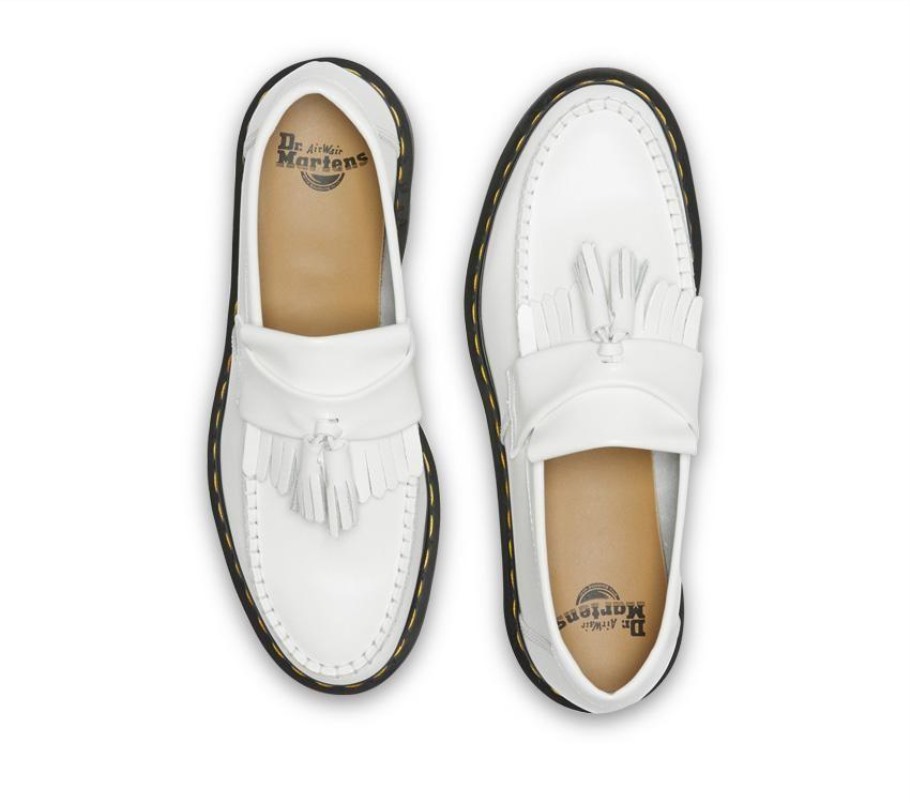 Lisboa Branco Liso Dr.martens Portugal Adrian Tassel Mocassim Preto