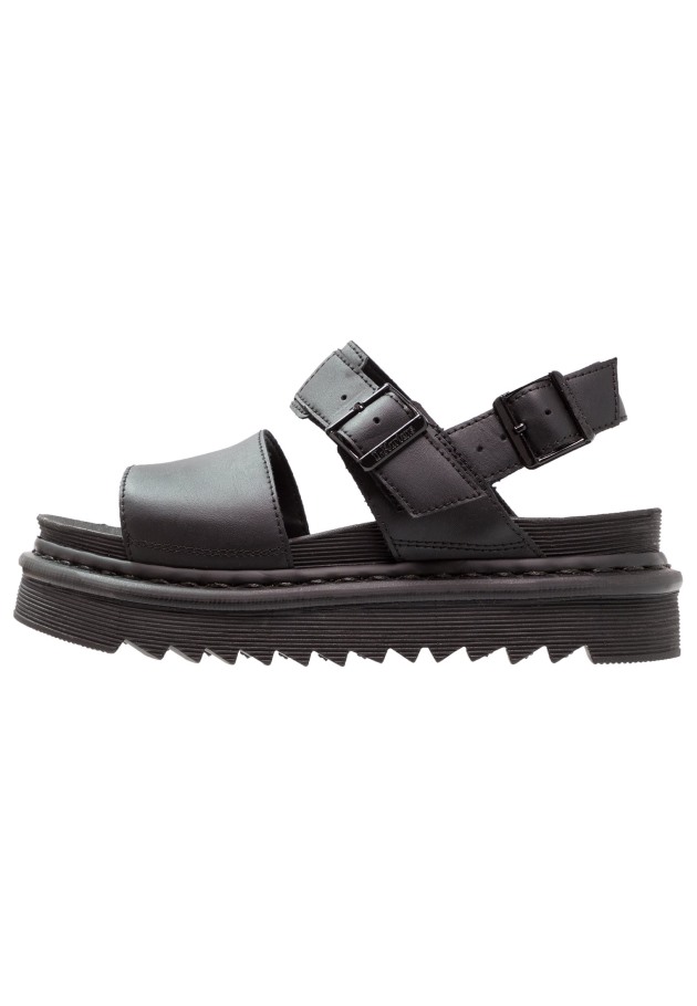 Black Outlet Dr.martens Portugal Voss Plataforma Sandálias Pretas