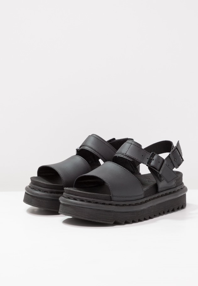 Black Outlet Dr.martens Portugal Voss Plataforma Sandálias Pretas