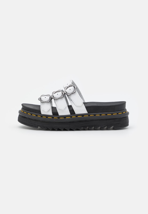 Outlet Dr.martens Portugal Blaire Slide Mules De Salto Alto Branco Hidro Branco