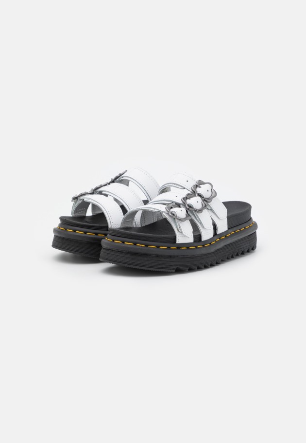 Outlet Dr.martens Portugal Blaire Slide Mules De Salto Alto Branco Hidro Branco