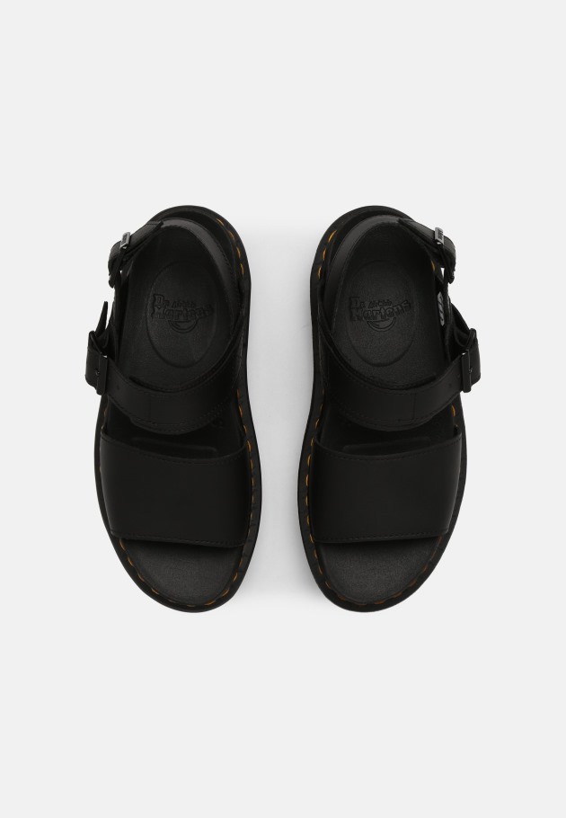 Outlet Black Hydro Dr.martens Portugal Voss Quad Plataforma Sandálias Pretas