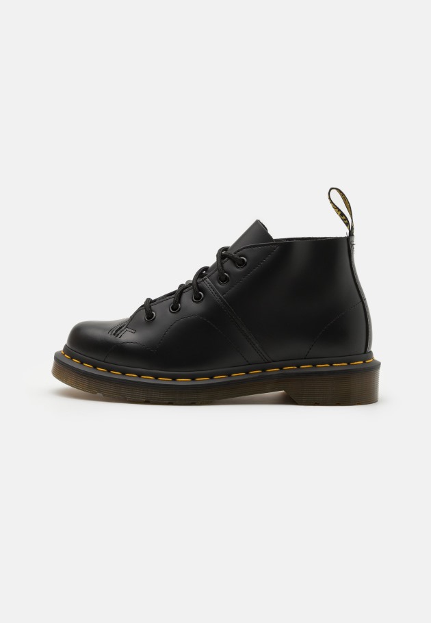 Bota Preta De Saída Preta Lisa Dr.martens Portugal Church Monkey Botas Unissex Com Cordões