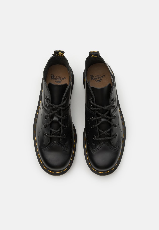 Bota Preta De Saída Preta Lisa Dr.martens Portugal Church Monkey Botas Unissex Com Cordões
