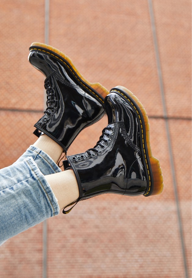 Outlet Preto Dr.martens Portugal 1460 Bota 8 Olhos Lamper Botins Com Atacadores Pretos