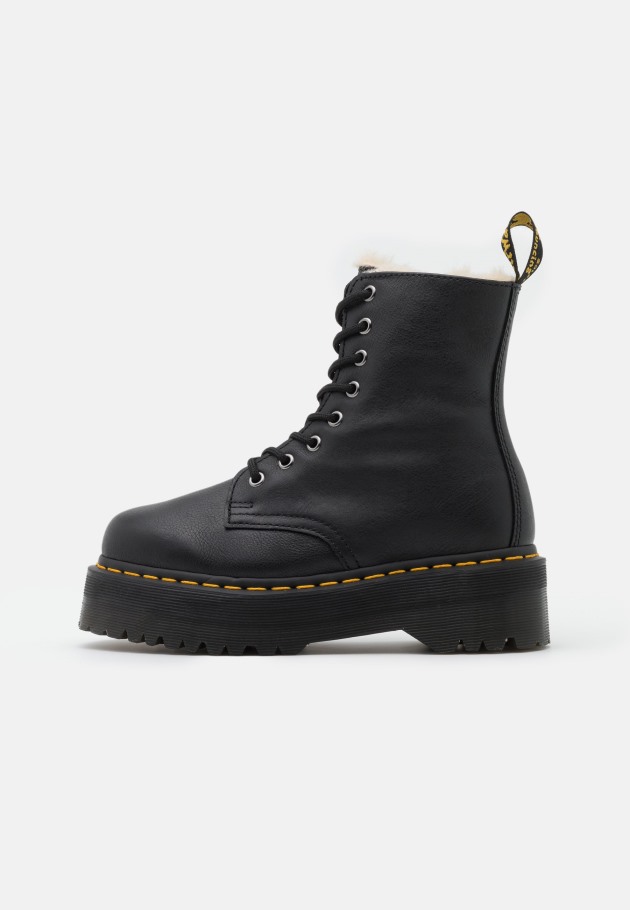 Botins Plataforma Com Forro De Pelo Sintético Preto Lisboa Jadon Dr.martens Portugal Pisa Preta