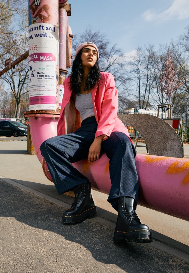 Lisboa Dr.martens Portugal Botins Plataforma Jadon Preto Preto