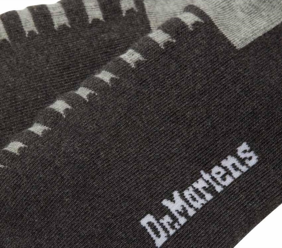 Meia Preta Saída Dupla Doc Dr.martens Portugal Carvão Mistura De Algodão