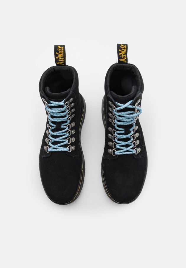 Lisboa Preto Dr.martens Portugal Combs Botins Unissex Com Atacadores Pretos