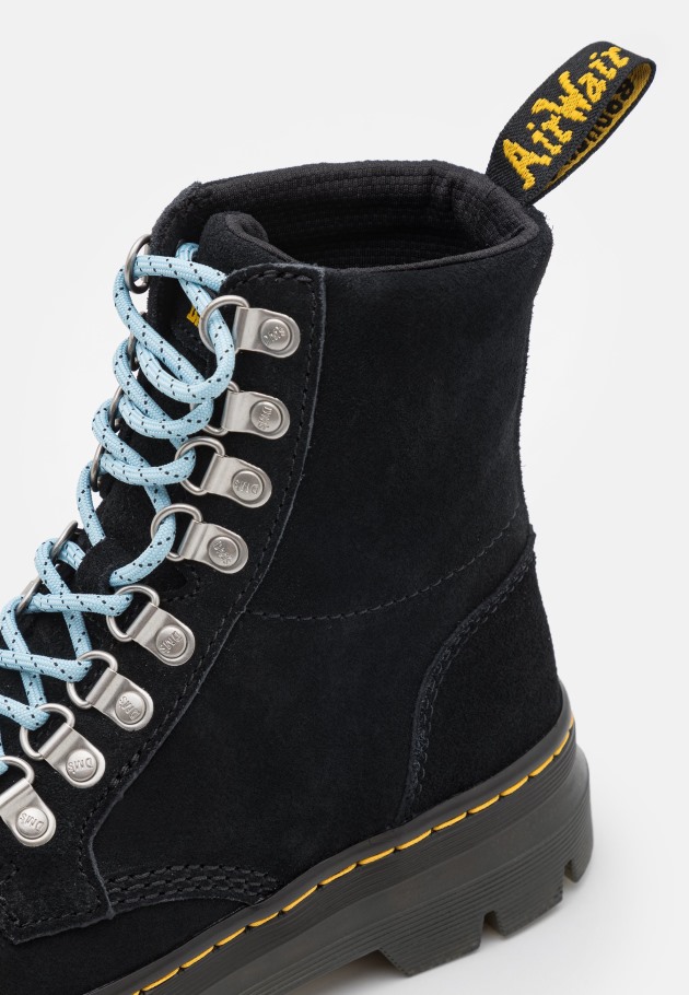Lisboa Preto Dr.martens Portugal Combs Botins Unissex Com Atacadores Pretos