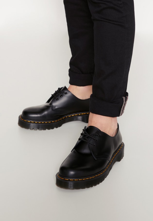 Lisboa Dr.martens Portugal 1461 Bex Unissex Casual Lace Ups Preto Liso Preto