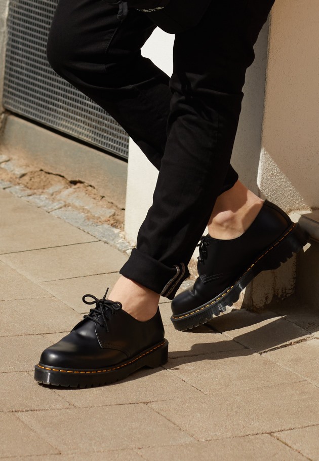 Lisboa Dr.martens Portugal 1461 Bex Unissex Casual Lace Ups Preto Liso Preto