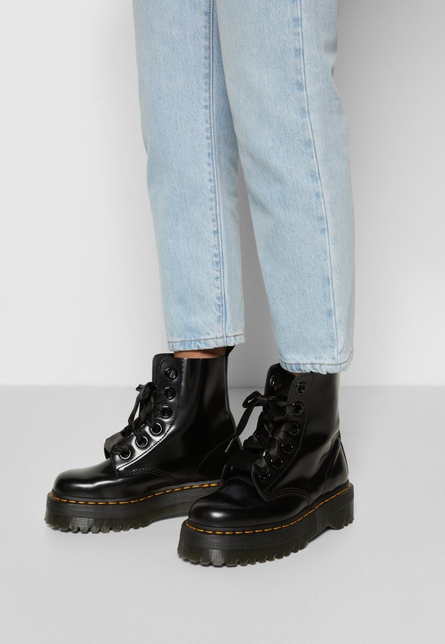 Dr. Bota Plataforma Martens Botins Plataforma Dr.martens Portugal Black Black Outlet
