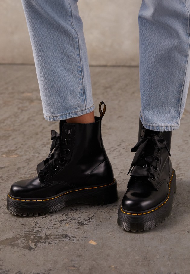 Dr. Bota Plataforma Martens Botins Plataforma Dr.martens Portugal Black Black Outlet