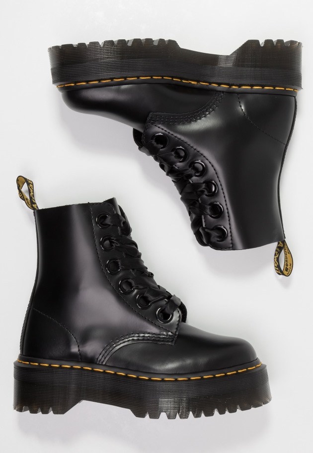 Dr. Bota Plataforma Martens Botins Plataforma Dr.martens Portugal Black Black Outlet