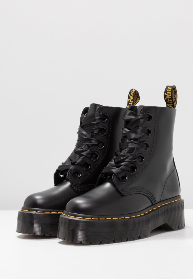 Dr. Bota Plataforma Martens Botins Plataforma Dr.martens Portugal Black Black Outlet
